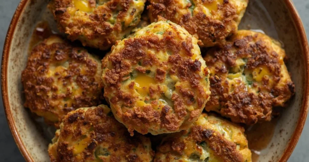 Broccoli cheddar chicken fritters