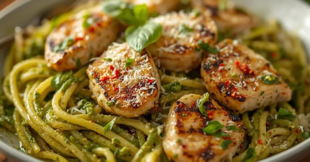 Quick pesto chicken pasta