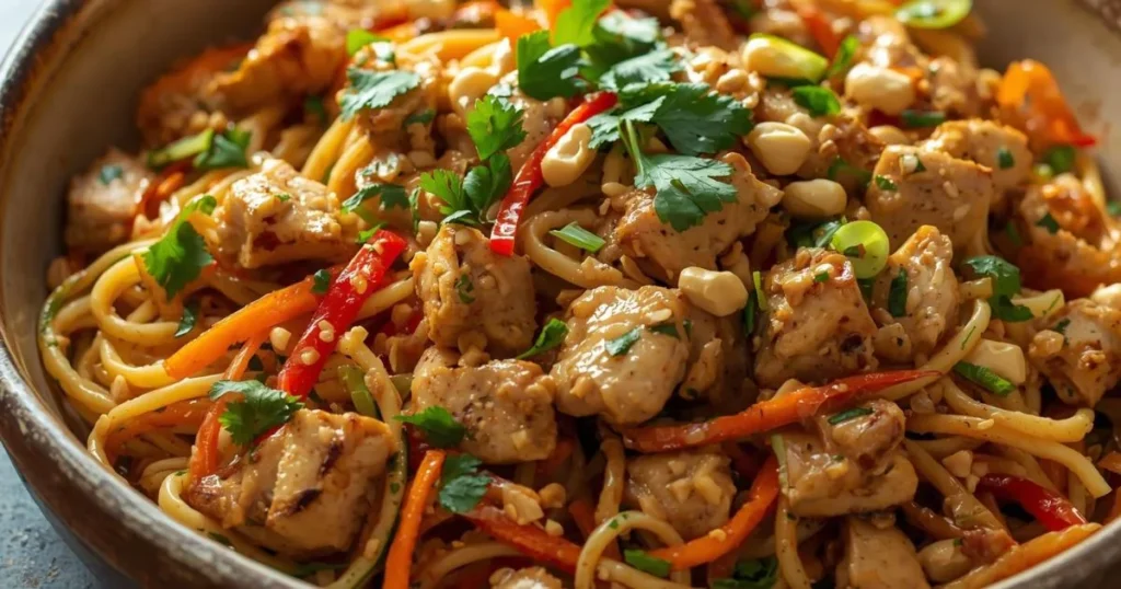 Peanut noodle chicken salad