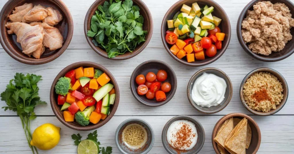Ingredients for easy high protein low calorie meals