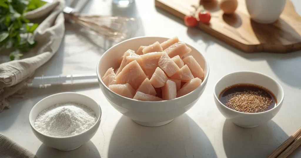 Ingredients for the chicken in a high protein chicken stir-fry