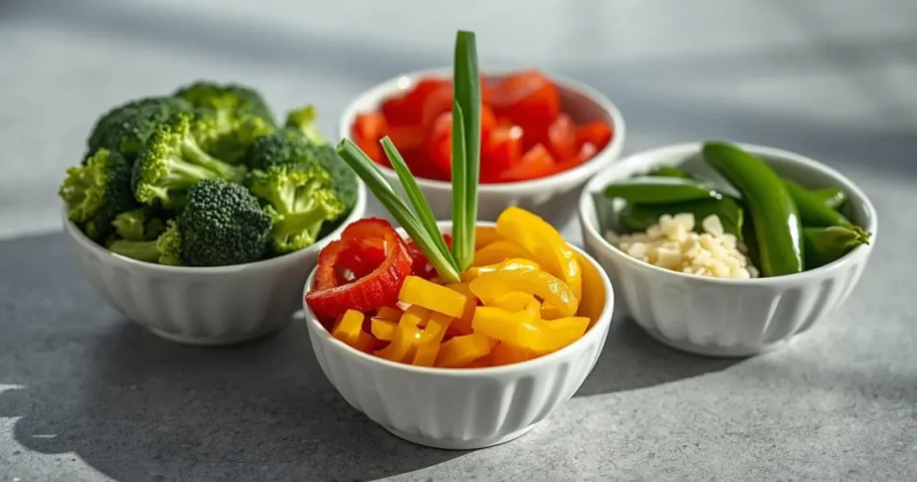 Vegetables for a high protein chicken stir-fry