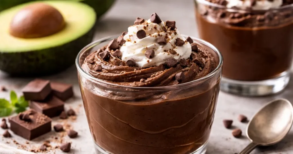 Dark chocolate avocado mousse
