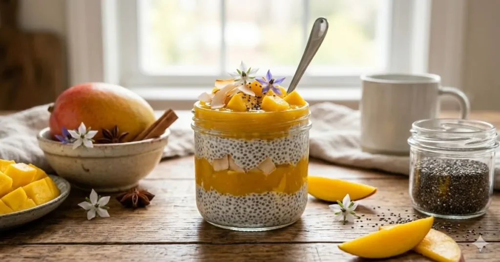 Mango coconut chia pudding