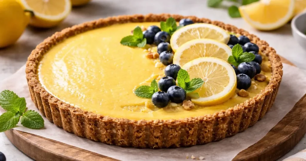 Paleo lemon tart with almond crust