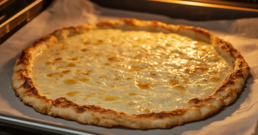 Pre-baking the cottage cheese pizza crust