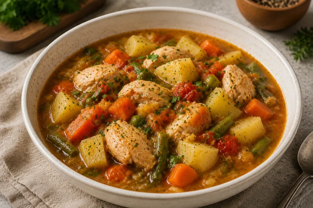 Chicken and vegetable stew from the slow cooker